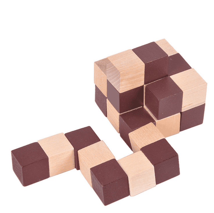 神龙摆尾魔方鲁班锁玩具神龙摆尾古典儿童教具学习木头魔方禾木6厘米
