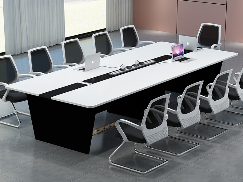 会议条桌会议室长桌10人简约现代培训桌条形桌椅子带插座会议桌椅组合