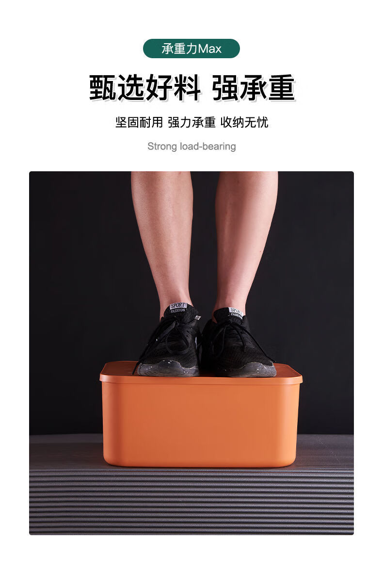 88830-【路小雅】桌面杂物收纳箱大容量收纳盒宿舍内衣袜子整理塑料收纳筐 海军蓝 小号矮款带盖4升-详情图