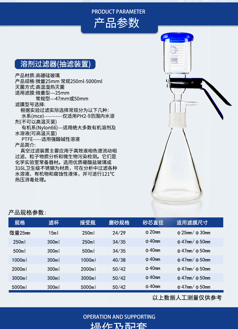 实验室玻璃砂芯过滤装置250 1000ml真空滤膜抽滤瓶玻璃砂芯过滤套装