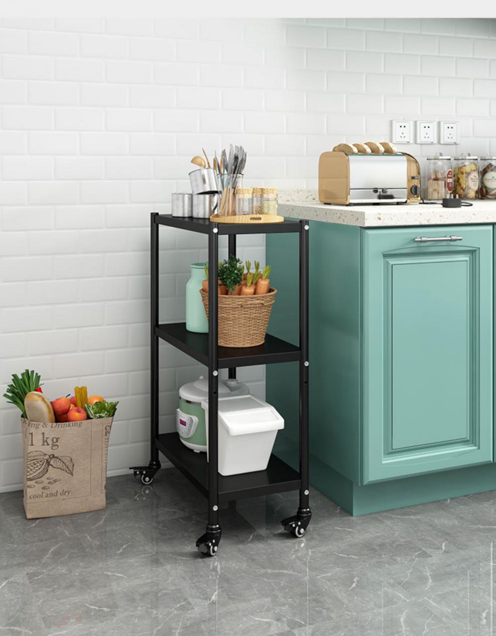 冰箱侧面置物架不锈钢厨房置物架冰箱侧夹缝隙收纳可移动小型超窄20cm