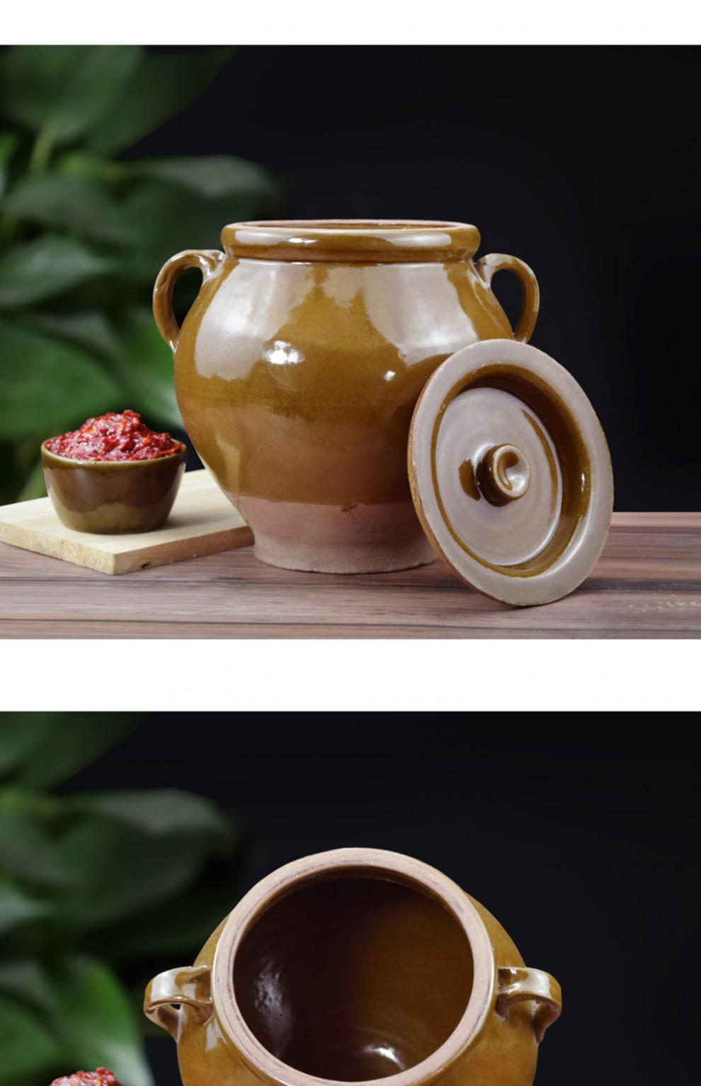 四川陶瓷猪油罐储物罐土陶带盖厨房家用装油坛子大容量油缸5斤加厚带