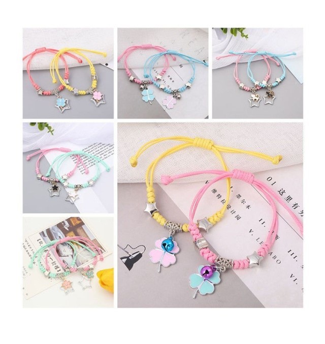小学生手链女韩版闺蜜二可爱三手环少女心编织姐妹手绳镯礼物米老鼠一