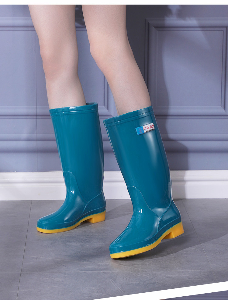 高腰水桶鞋防滑耐磨工作长筒水鞋高筒蓝色加绒套款加绒请买大一码36码