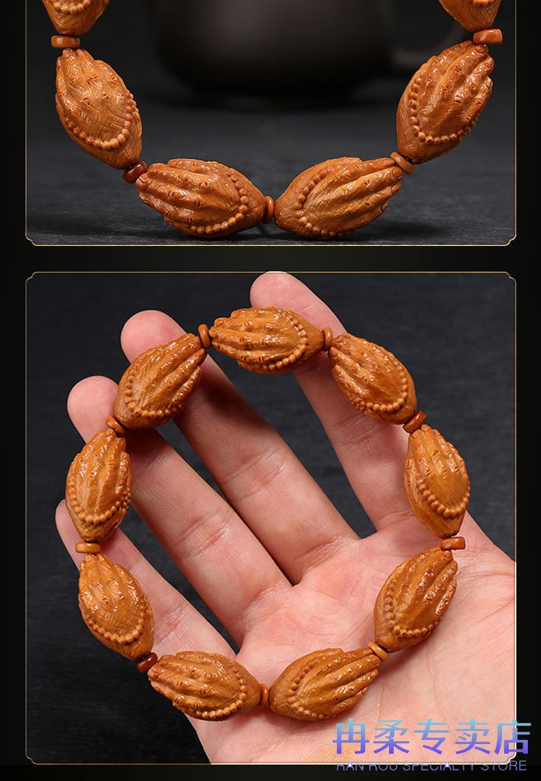 冉柔 橄榄核雕刻观音头手串佛手如来法相单籽橄榄胡雕手串手链男 佛手
