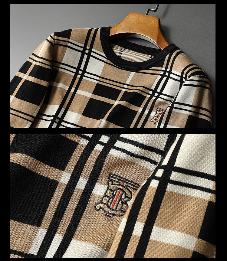 kabulvboss品牌大牌奢侈品男装刺绣毛衣男圆领秋冬装男士纯棉打底毛线