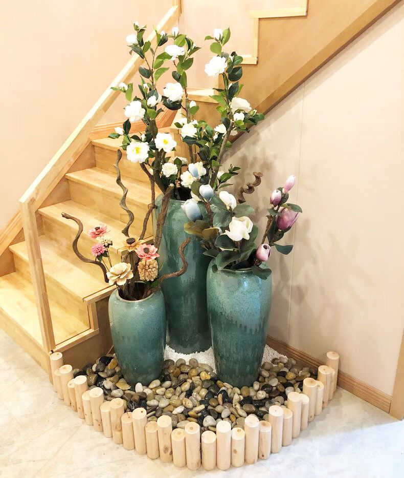 子女居 落地花瓶干花插花 高大花瓶摆件客厅落地插花陶瓷落地花瓶干花