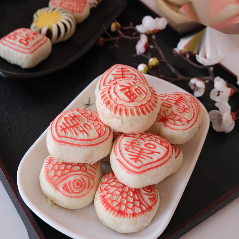 糕点手工传统老式网红零食小吃天津特产白皮点心酥寿桃礼品 混装1斤