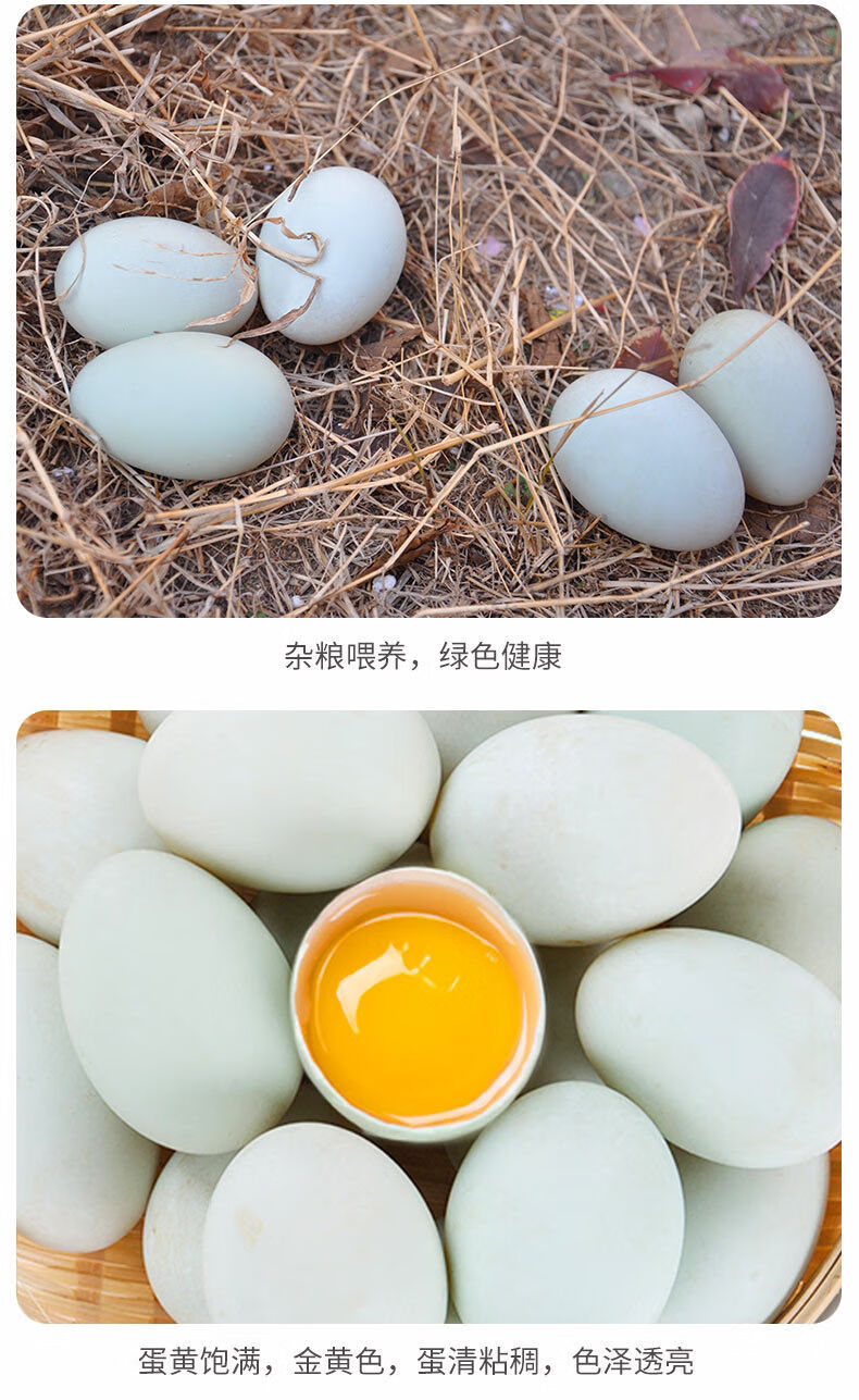 正宗湖里散养新鲜生鸭蛋青壳农家土鸭蛋生态麻鸭蛋姬禄福30枚7080克枚
