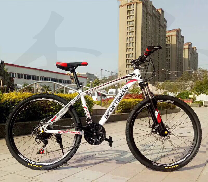 斯波兹曼自行车 26勇士 暑期学生21速前后碟刹山地车 白蓝-钢架 26