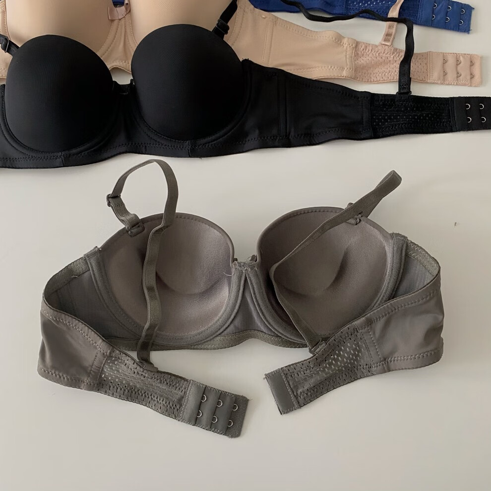 2022春季调整型半杯少女文胸罩杯聚拢小胸纯色光面无痕日系内衣女黑色
