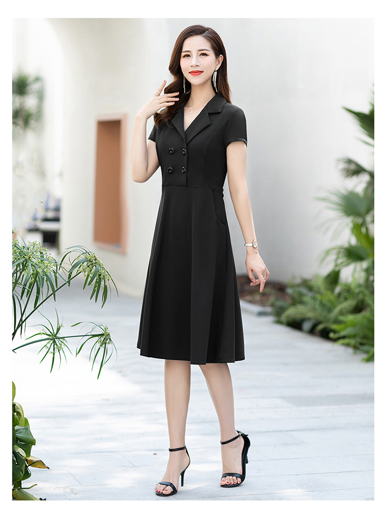 有领子的连衣裙装时尚洋气裙子妈妈夏装中长款短袖气2021红色xl