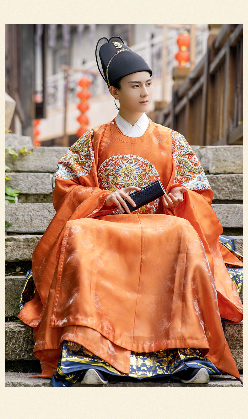明制婚服【新品】原创汉服男明制龙纹刺绣花圆领袍大袖大襟圆领袍夏季