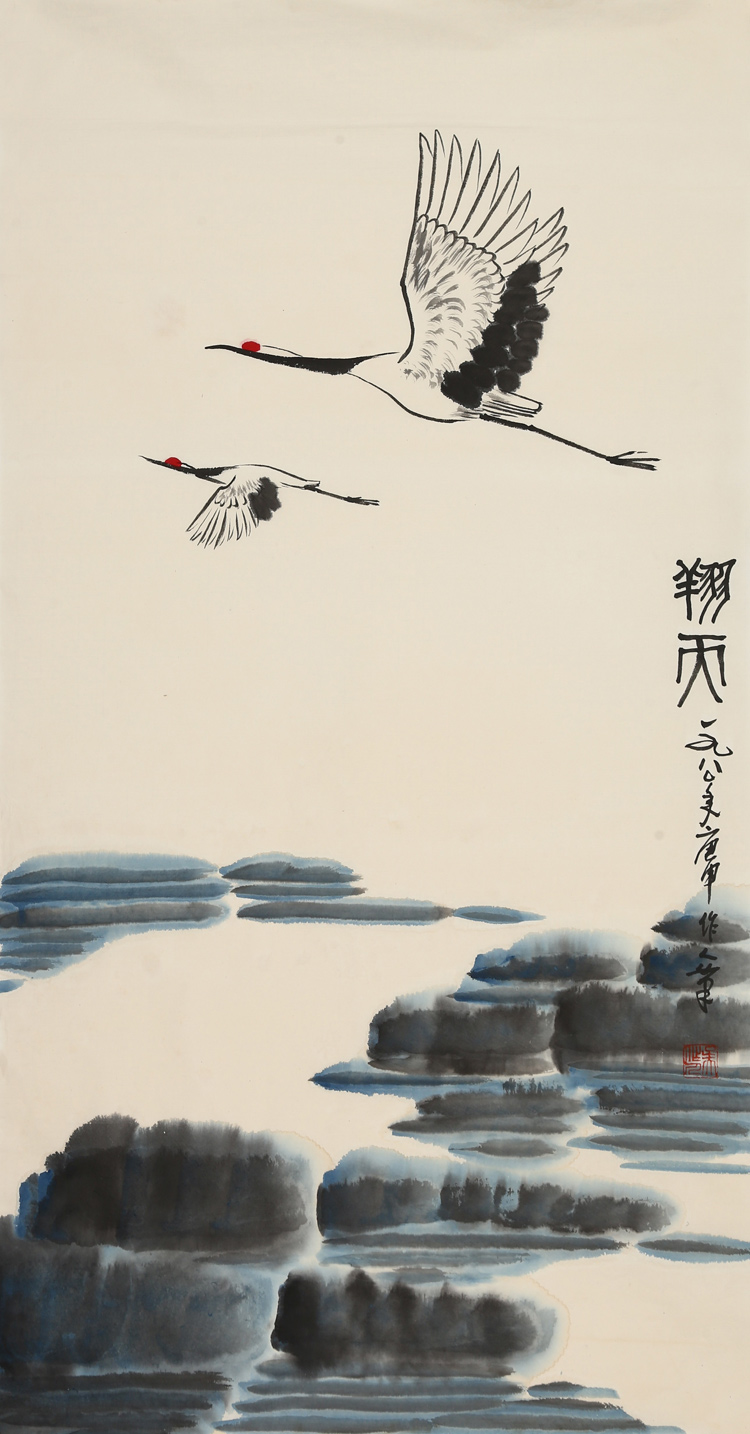 名家吴作人国画精品写意花鸟三尺竖幅书画作品纯手绘名人字画收藏纯