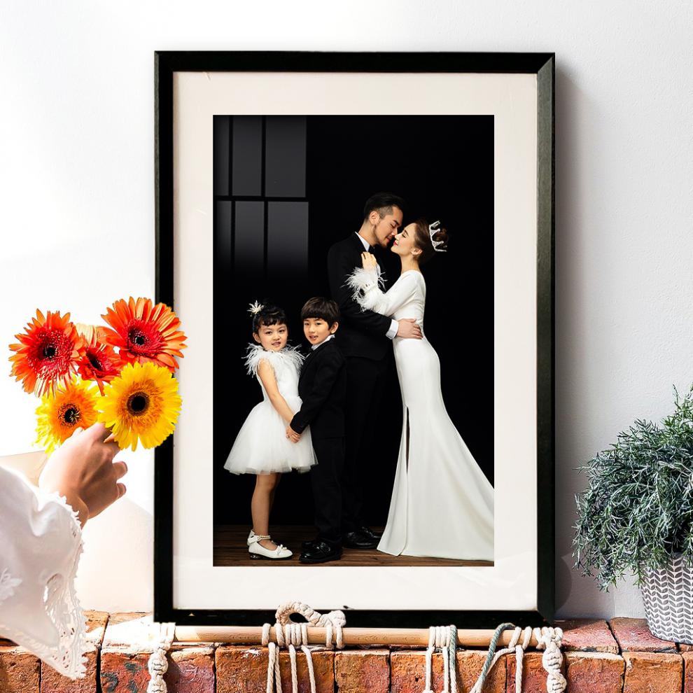 相框挂墙免打孔定制全家福相片放大打印冲洗照片做成实木相框制作加