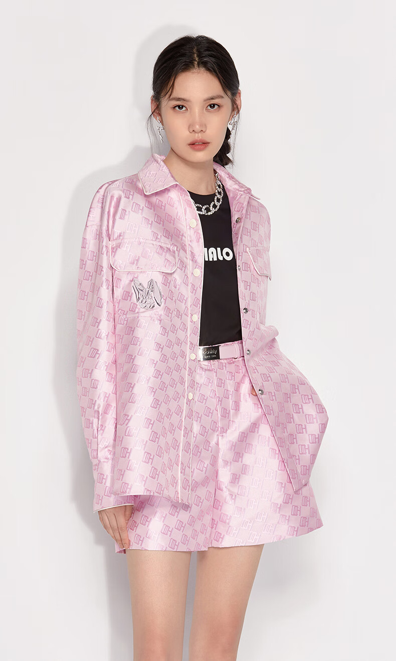 baby同款 欧时力2022新款春装提花烫章中长外套女 黑色090 xs【图片