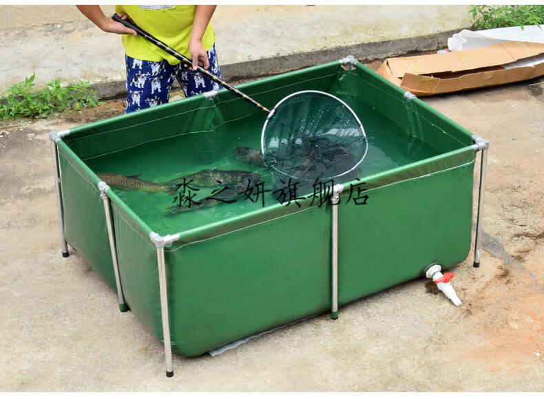 养殖专用水箱帆布鱼池养鱼水池防水布加厚带支架养殖简易水箱游泳池蓄