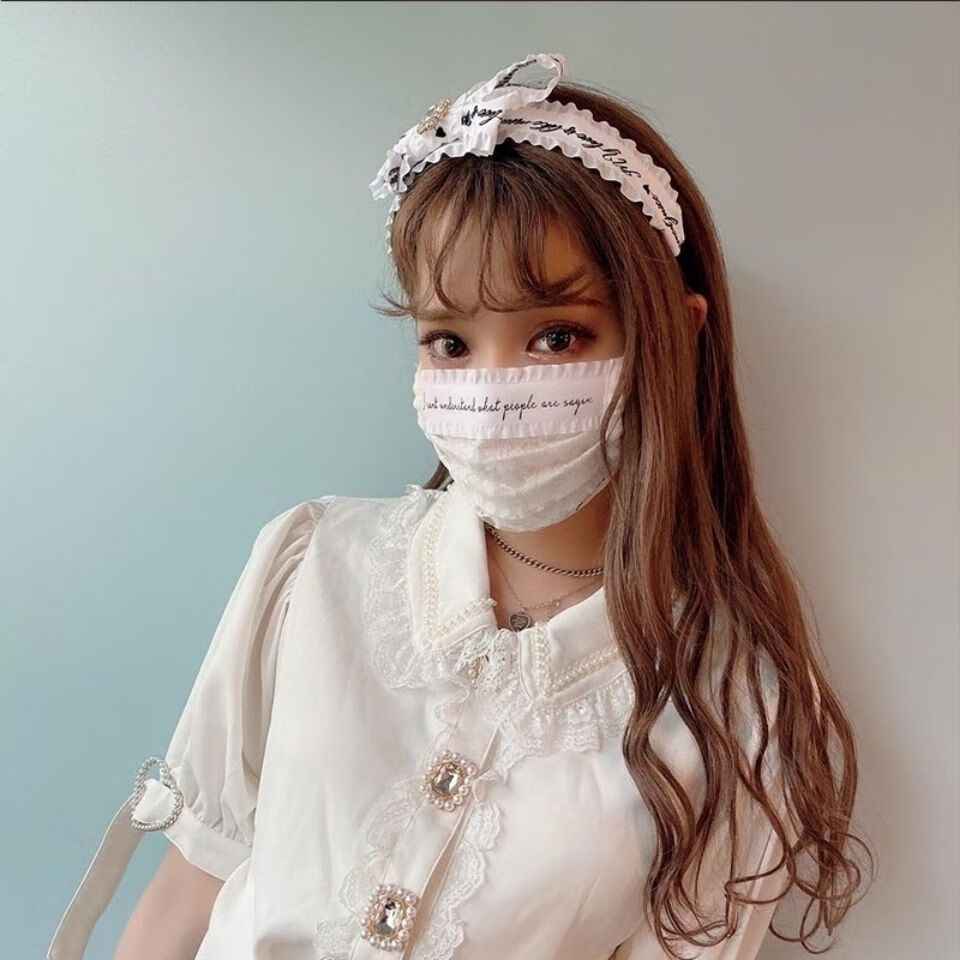 新品蕾丝口罩夏季防晒同款网红女神刺绣可清洗时尚透气网纱蕾丝口罩潮