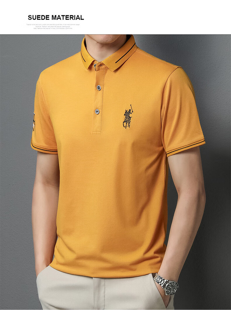 老爷车短袖t恤男2022新款夏季纯色修身短袖t恤男式中青年休闲翻领休闲