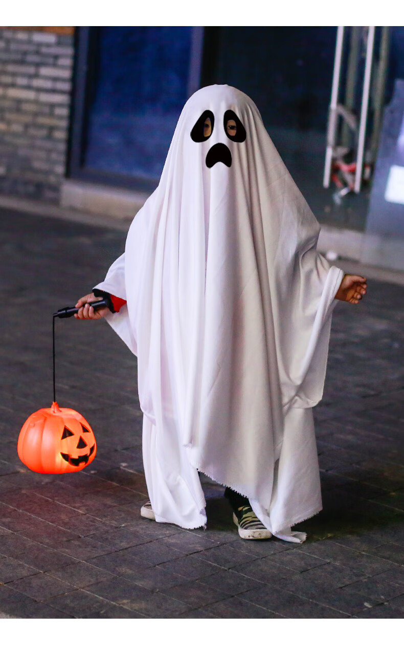 万圣节儿童服装男孩幽灵斗篷男童衣服宝宝表演服饰道具服白色鬼幽灵服