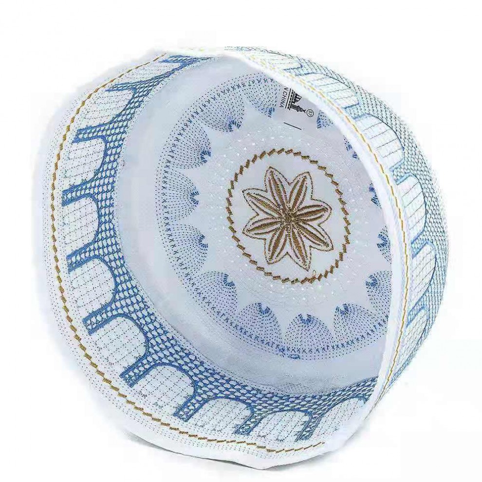 回族帽子夏季男士礼拜帽回族透气带孔帽子沙特帽穆民机织绣花帽木季云