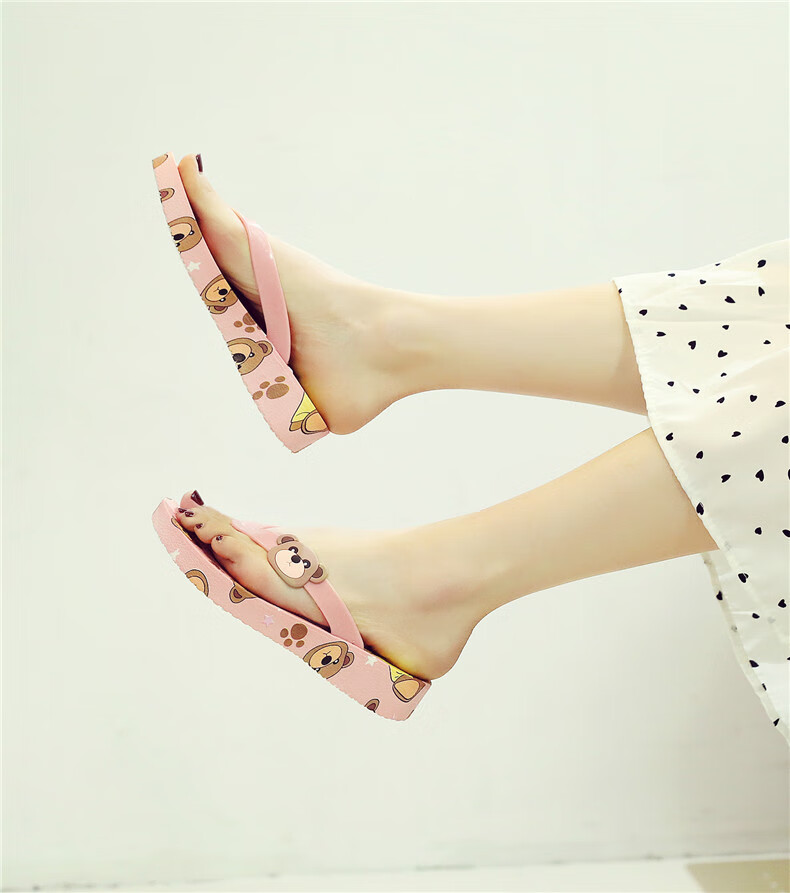 人字拖女外穿防滑软底夹趾夹脚厚底夏新款夏季沙滩凉拖鞋小熊中跟人字