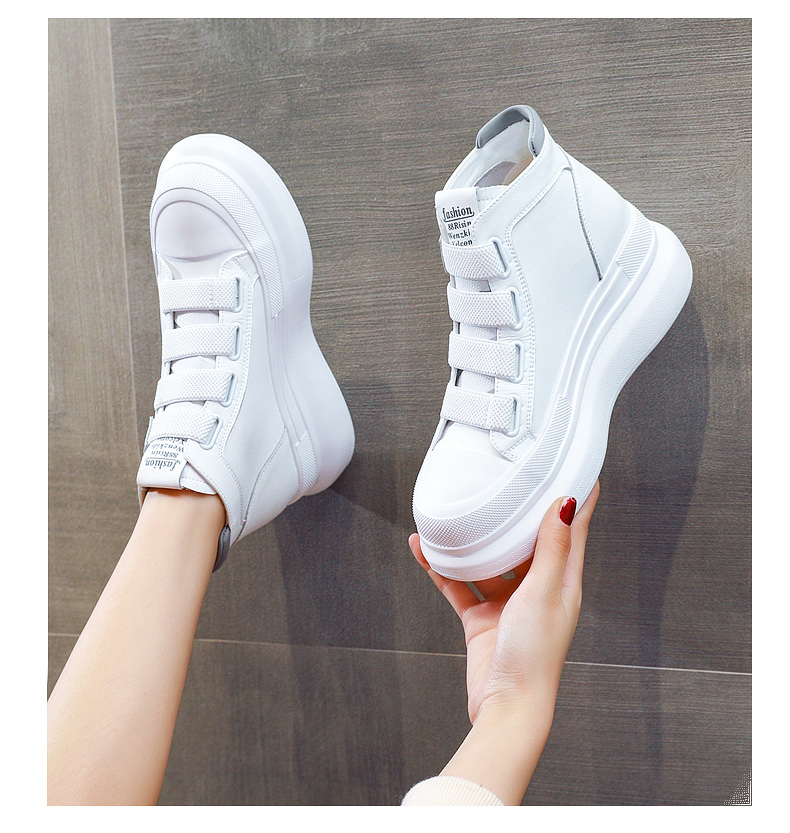 海派公牛意大利高端名牌牛皮白色高帮鞋女2021秋季新款休闲板鞋百搭