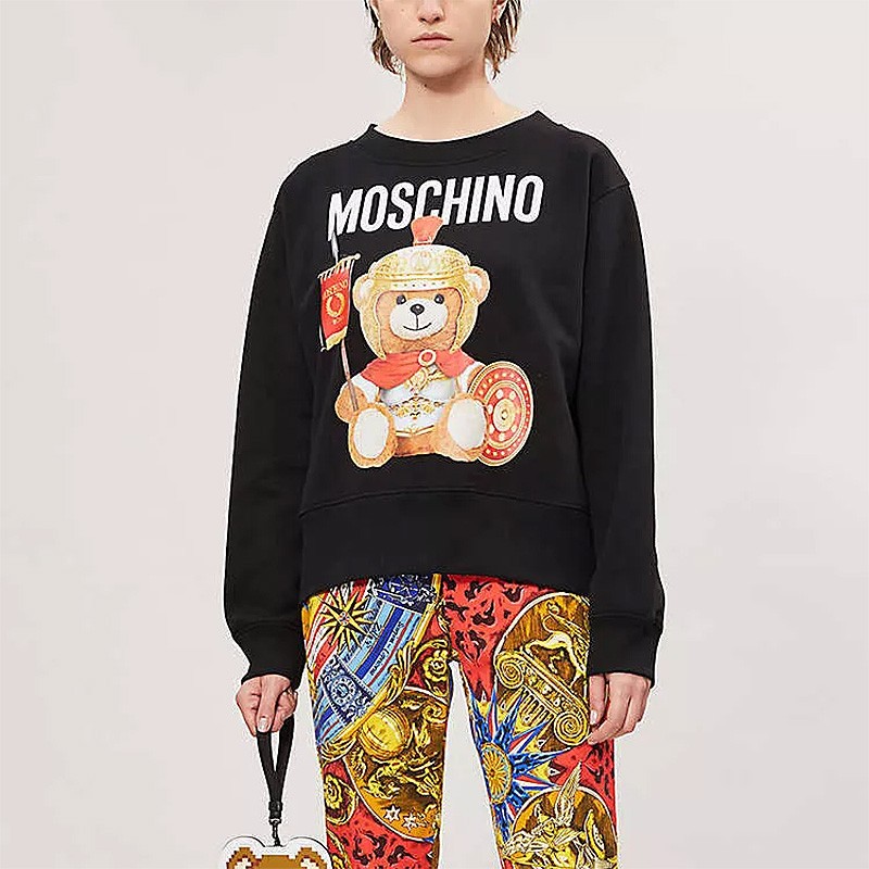 【现货】moschino 莫斯奇诺 新款黑色棉质罗马泰迪熊印花女士长袖卫衣