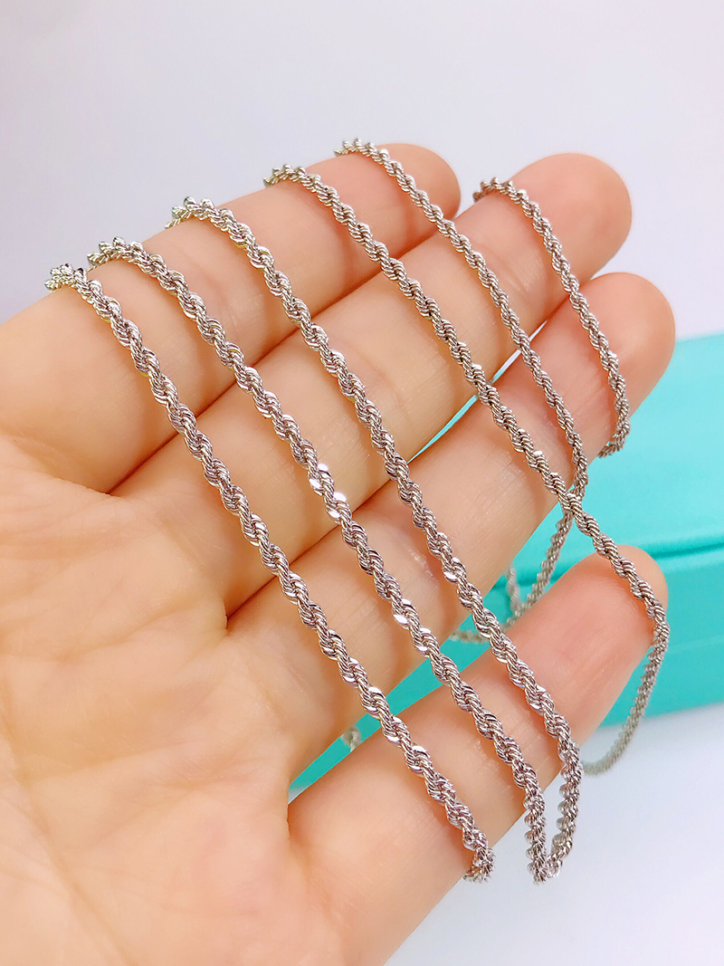 福强珠宝铂金项链女麻绳链麻花pt950白金项链锁骨链时尚扭绳链男铂金