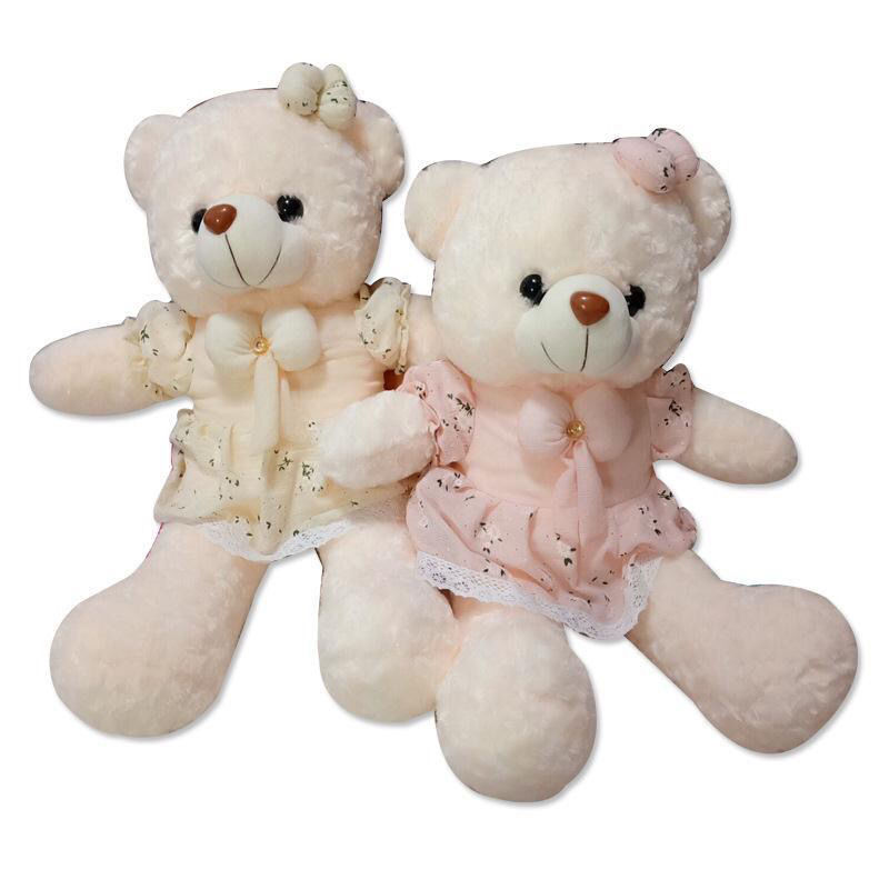 Φ迪士尼品牌官方旗舰新款可爱玫瑰绒花布裙熊毛绒玩具大熊公仔布娃娃