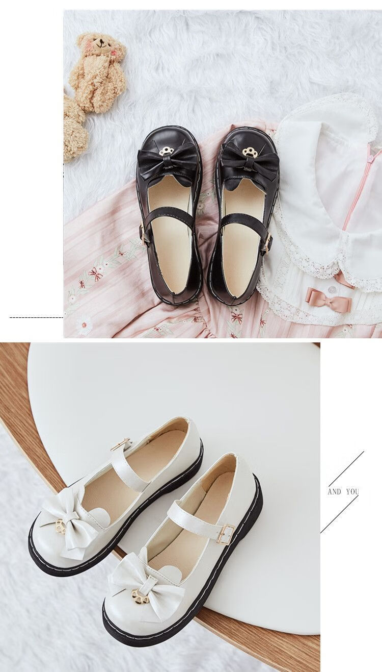 2022春季新款梅露露绵羊泡芙lolita日系花边圆头学生小皮鞋女 珠光