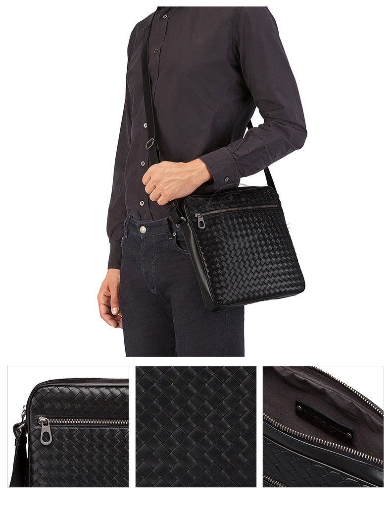 bv男包牛皮编织斜跨邮差包443872 黑色443872 v4651 1000【图片 价格