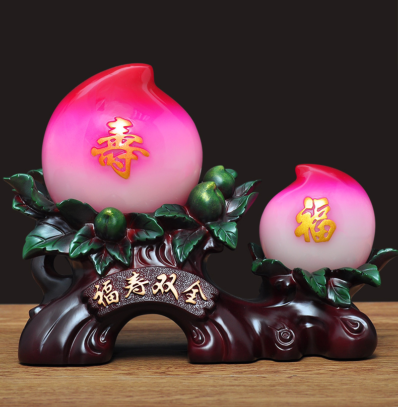 金色寿桃摆件大号送老年人长辈祝寿70岁爷爷奶奶生日礼物实用礼品鹤齐