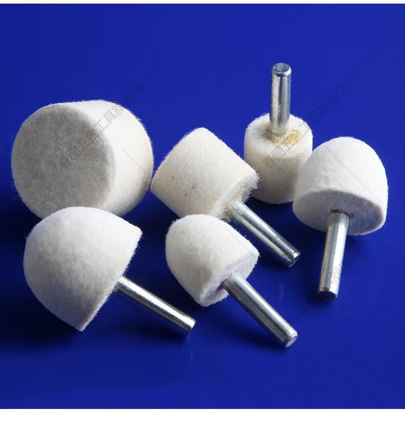大号羊毛磨头6mm柄平头圆柱型羊毛打磨头玉石玻璃镜面抛光 圆柱型【6