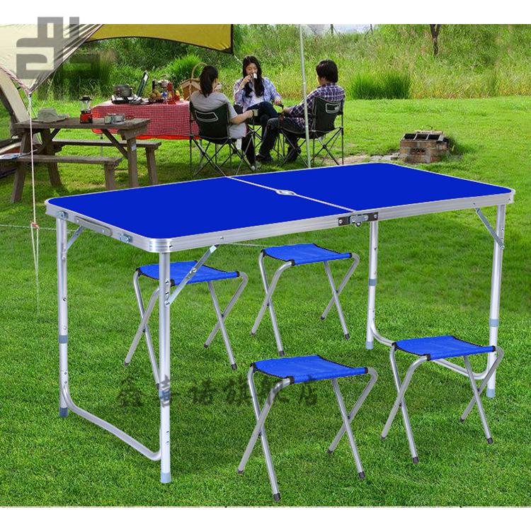 摆摊地摊家用便携式可折叠餐桌椅地推展业促销桌子普通圆管白色伞孔