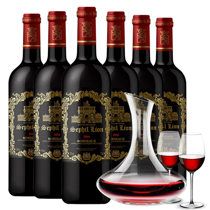 法国原瓶进口红酒赛菲尔雄狮(sephil lion)波尔多aoc级干红葡萄酒750