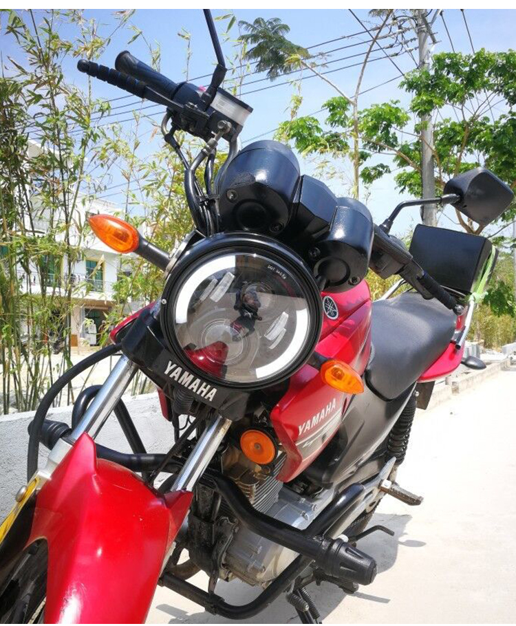 en125led大灯适用雅马哈天剑锐爽en125/150/250led7寸改装摩托圆大灯