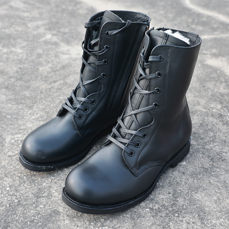 冬季羊毛飞行靴皮拉链飞行员棉皮靴加绒保暖高帮毛皮鞋骑士靴男品质