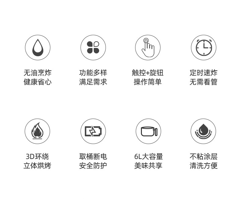 日本qualityshow千寿qsaf060cs家用空气炸锅可炸整鸡智能定时无油无烟