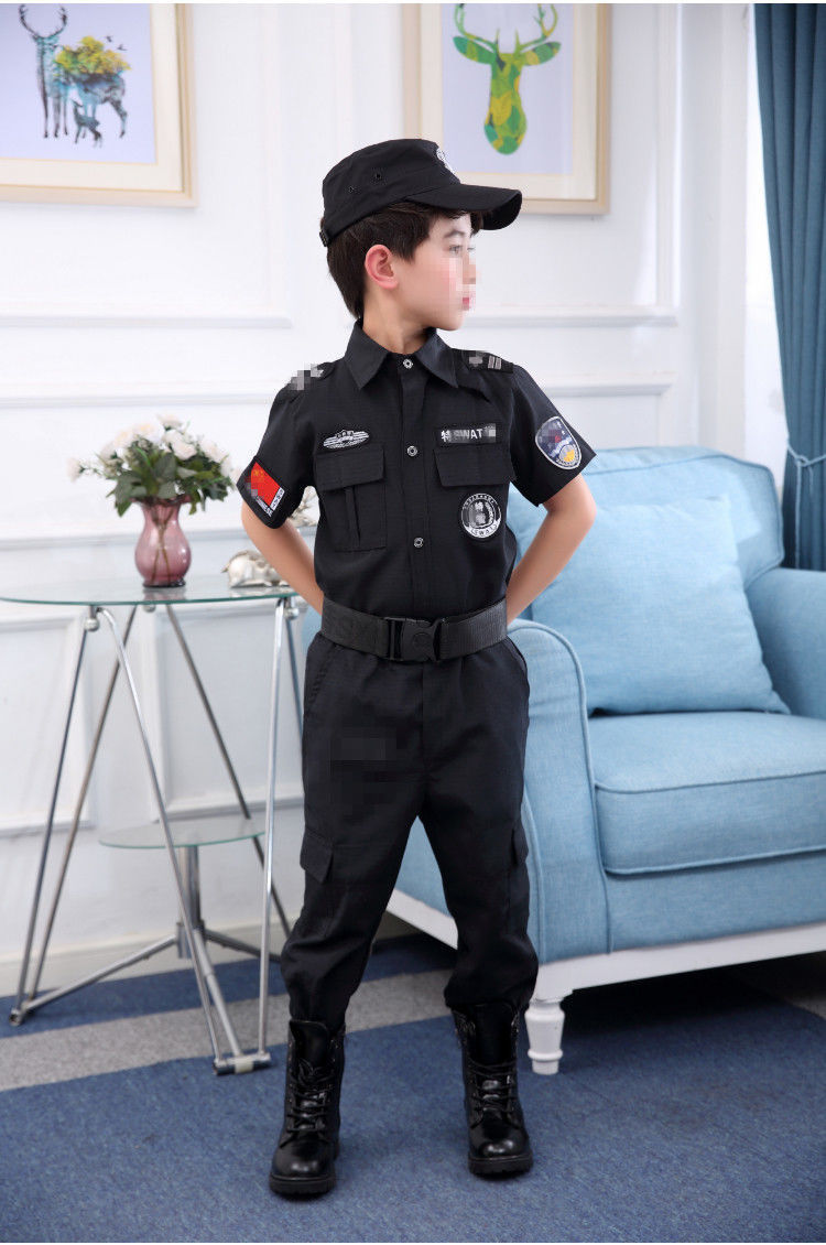 儿童小警察服军装特警衣服特种兵套装男孩女童警官幼儿园表演服装长