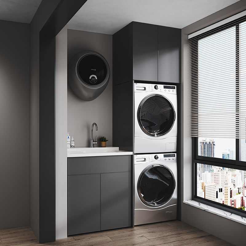 阳台洗衣机烘干机一体柜叠加组合洗衣柜洗衣台洗烘一体厂家定制 洗烘