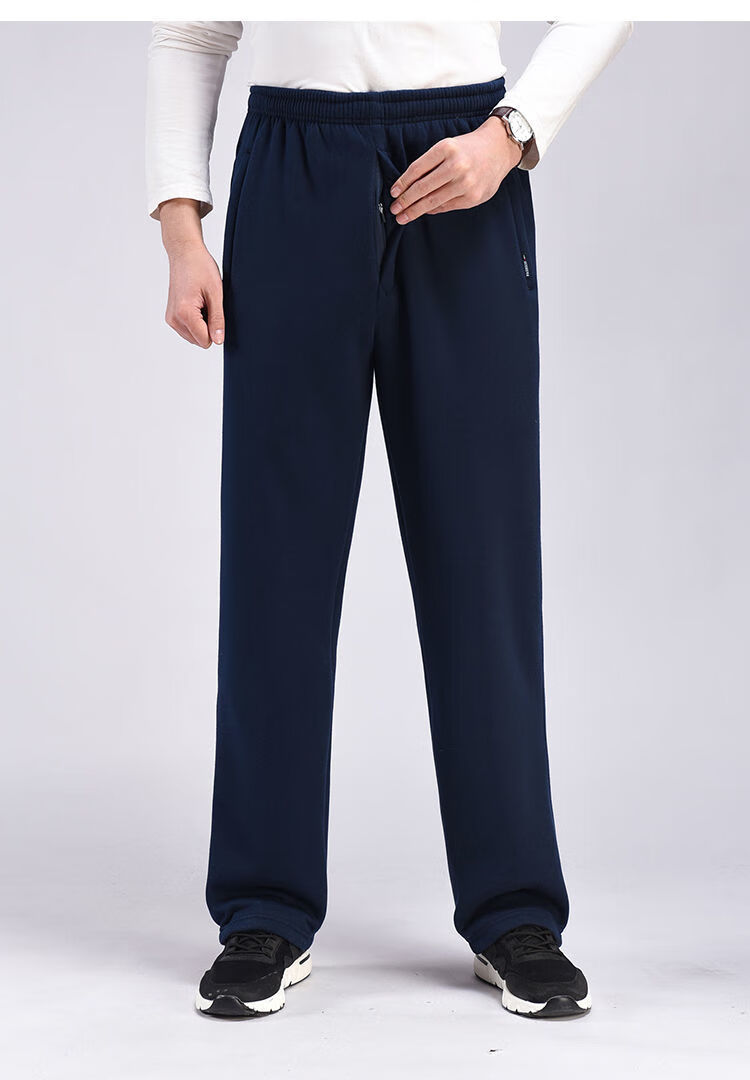 中老年高品质秋冬中老年人运动裤男门襟前开口拉链爸爸老人居家加绒