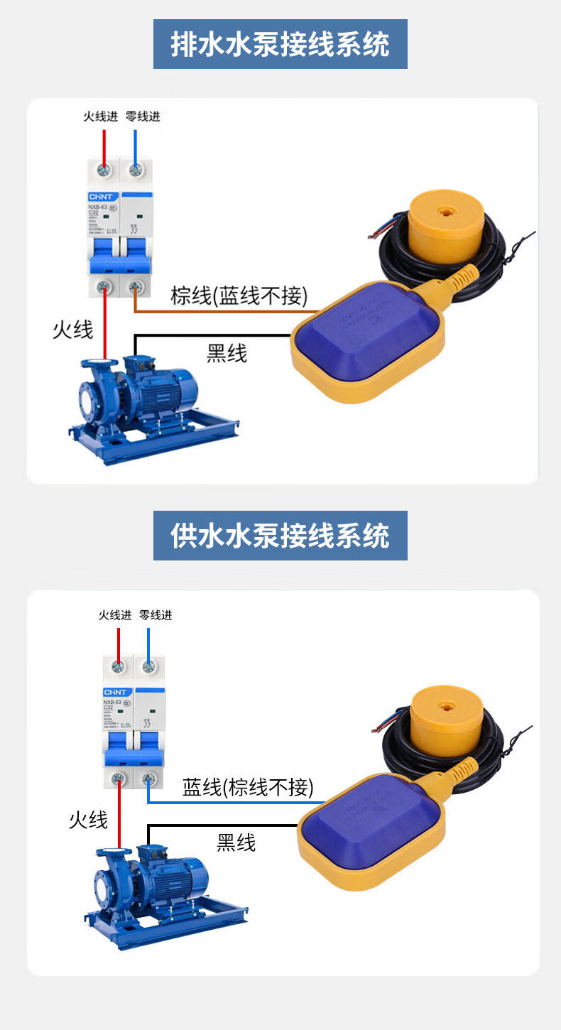 水位控制器水塔全自动上水感应器抽水开关家用液位浮球阀浮球开关1米
