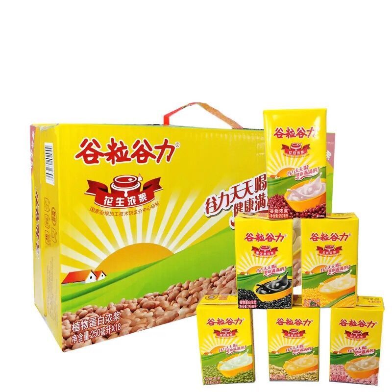 谷粒谷力五谷杂粮早餐玉米红豆黑芝麻燕麦植物蛋白饮品250ml5盒红豆味