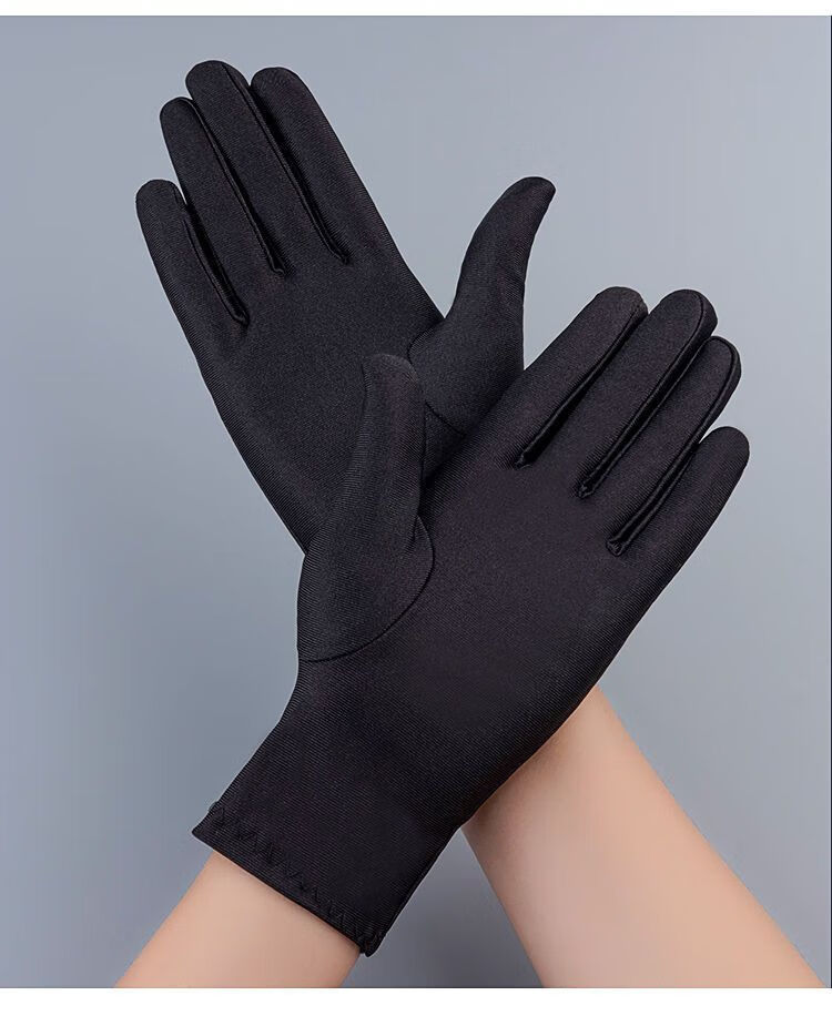 防晒春秋天开车珠宝黑白弹力男女式工作礼仪手套女士咖啡2双礼仪护手