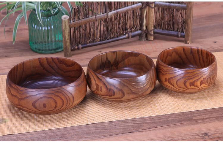 好品质日本(yaxell)木碗日式大木碗实木勺家用木头儿童吃饭茶洗汤碗