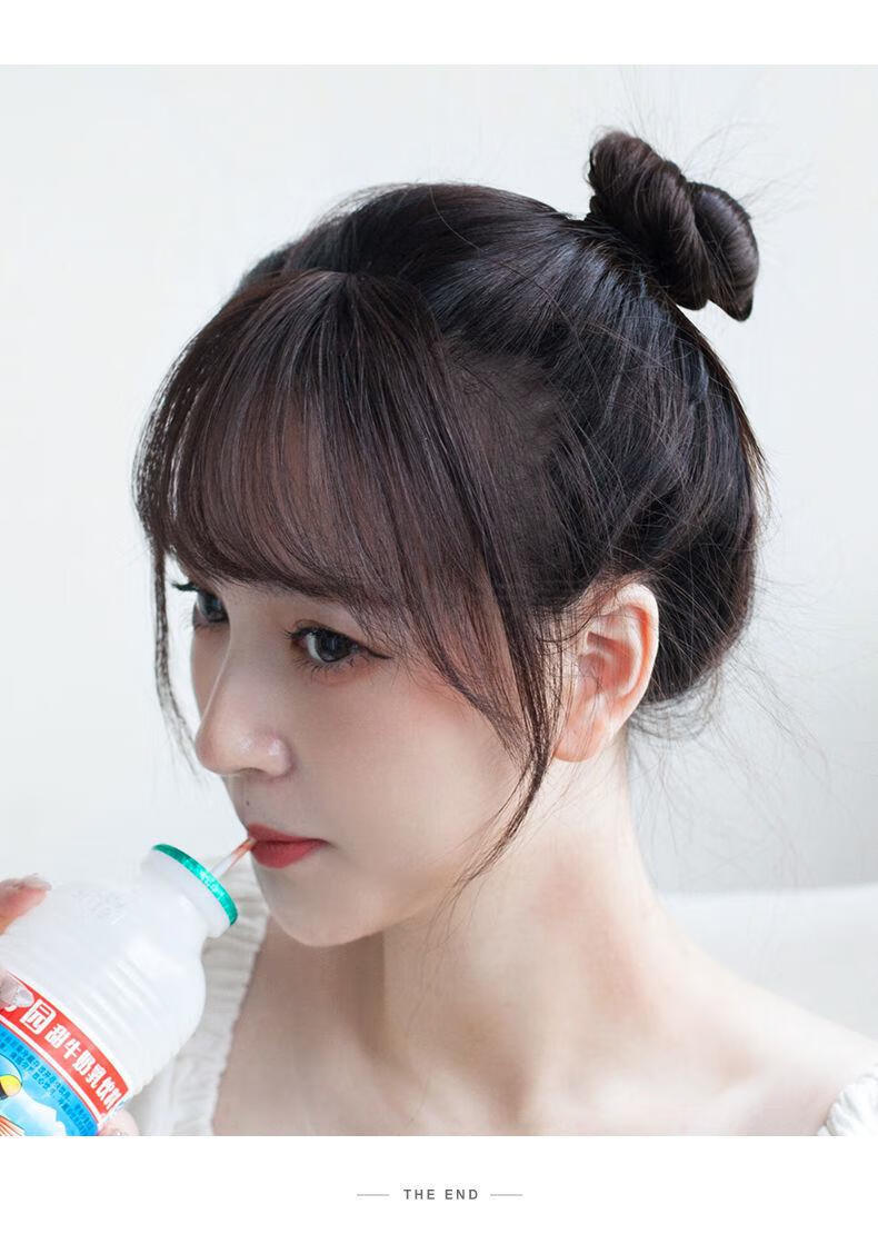 空气刘海假刘海女自然前额日系真发无痕前额补发假发片自然黑小千代