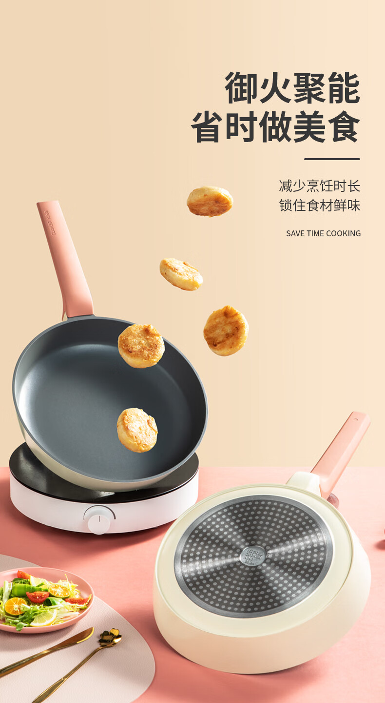 不粘锅煎锅平底锅家用小煎锅煎蛋饼牛排煎锅电磁炉燃气灶通适用聚霸