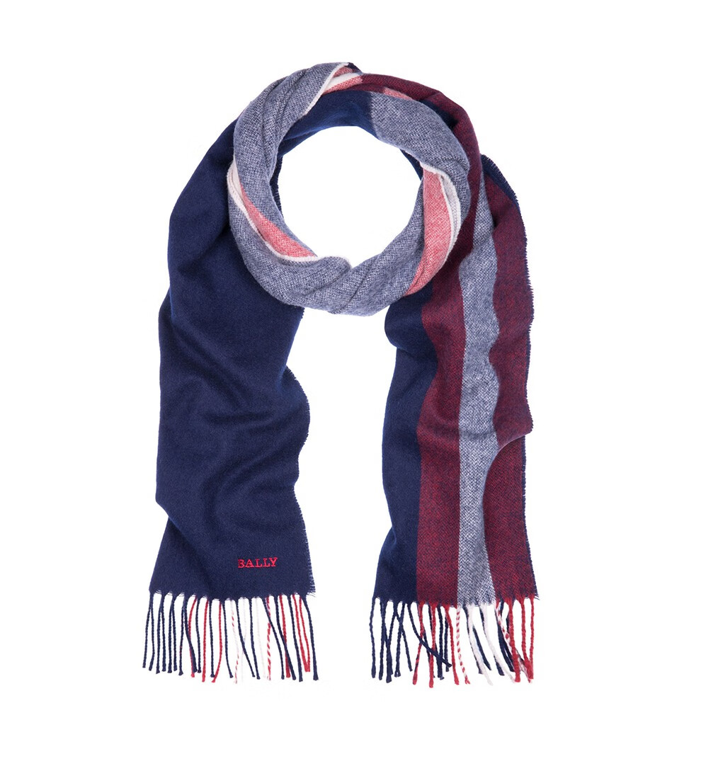 bally巴利男女通用条纹拼色流苏羊毛围巾m7gt099f8s0526203389黑色180