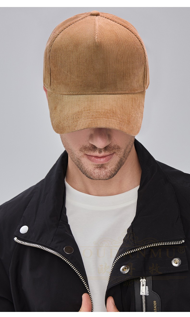 欧丹牧品牌高顶帽子男大头围冬常规保暖鸭舌帽深顶棒球帽黑色l均码